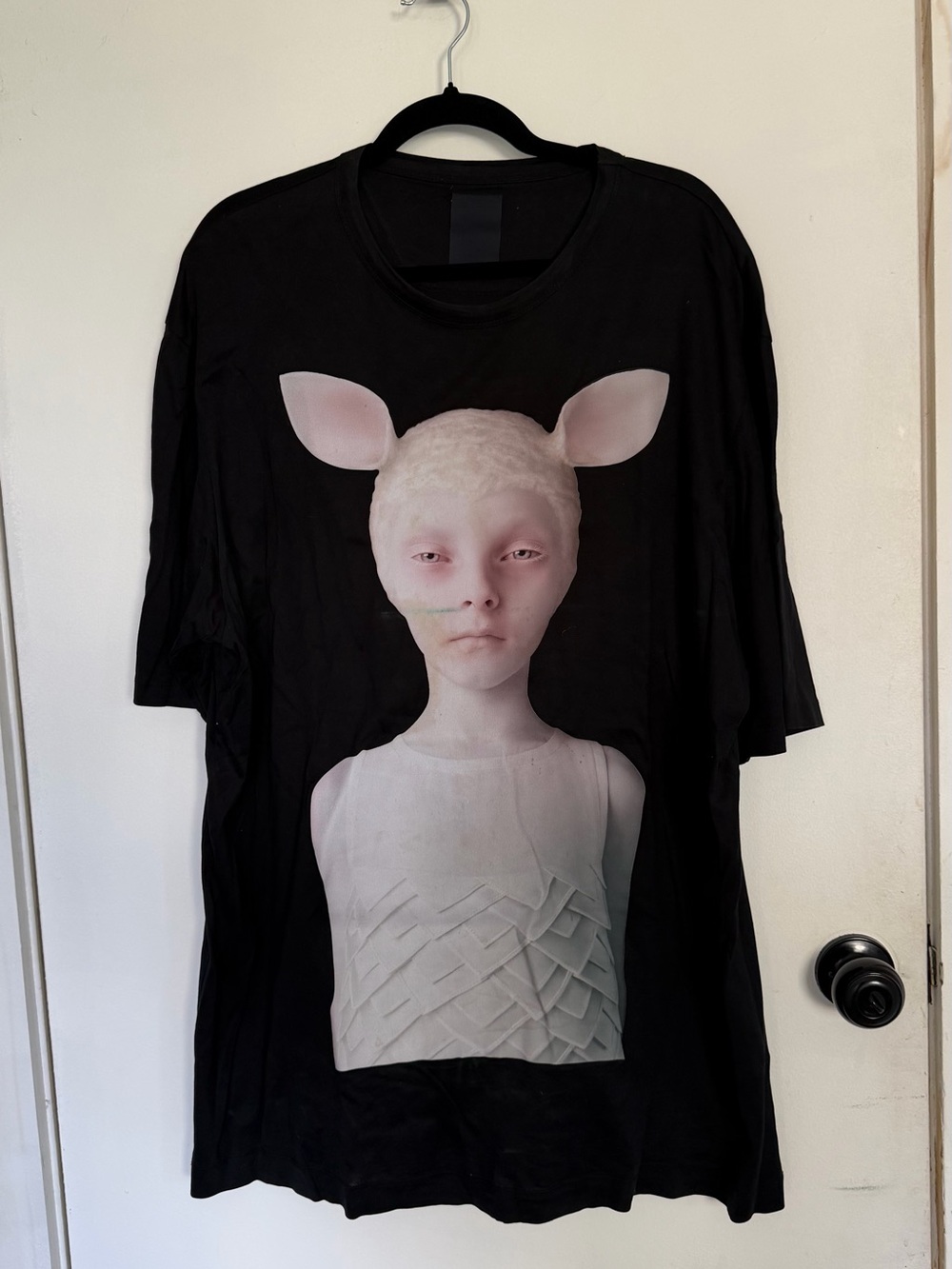 Juun J Black Graphic Tee With White Character Print